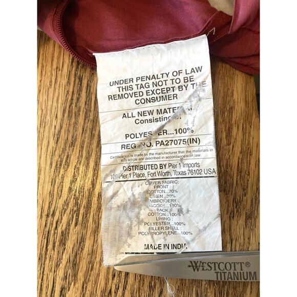 Pier 1 Embroidered Pillow Shams Floral Red Gold Blue Cover Mini Small 13" India - Picture 10 of 11